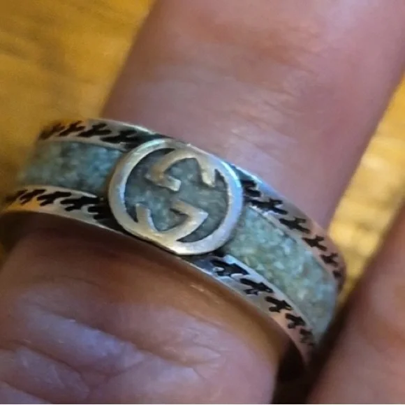 Gucci Interlocking G Turquoise Enamel Ring - Picture 5 of 6